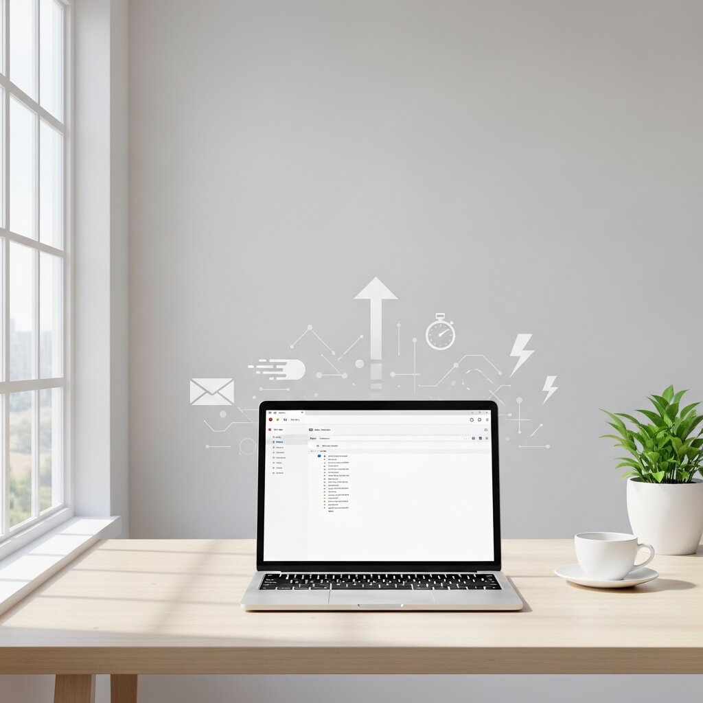 Laptop showing a clean, minimal email interface for lean design.